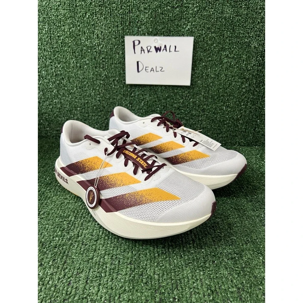 Adidas Adizero Evo SL Arizona State ASU White Running Shoes Men Size 13 JQ4572